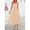 MEROKEETY Women’s 2026 Spring Boho Maxi Dress Summer Beach Vacation Casual Sleeveless Smocked A Line Sundress with Pockets(Apricot)