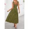 MEROKEETY Women’s 2026 Spring Boho Maxi Dress Summer Beach Vacation Casual Sleeveless Smocked A Line Sundress with Pockets(Army)