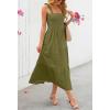 MEROKEETY Women’s 2026 Spring Boho Maxi Dress Summer Beach Vacation Casual Sleeveless Smocked A Line Sundress with Pockets(Army)