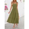 MEROKEETY Women’s 2026 Spring Boho Maxi Dress Summer Beach Vacation Casual Sleeveless Smocked A Line Sundress with Pockets(Army)