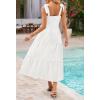 MEROKEETY Women’s 2026 Spring Boho Maxi Dress Summer Beach Vacation Casual Sleeveless Smocked A Line Sundress with Pockets(Beige)