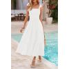 MEROKEETY Women’s 2026 Spring Boho Maxi Dress Summer Beach Vacation Casual Sleeveless Smocked A Line Sundress with Pockets(Beige)