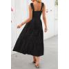 MEROKEETY Women’s 2026 Spring Boho Maxi Dress Summer Beach Vacation Casual Sleeveless Smocked A Line Sundress with Pockets(Black)