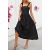 MEROKEETY Women’s 2026 Spring Boho Maxi Dress Summer Beach Vacation Casual Sleeveless Smocked A Line Sundress with Pockets(Black)