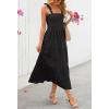 MEROKEETY Women’s 2026 Spring Boho Maxi Dress Summer Beach Vacation Casual Sleeveless Smocked A Line Sundress with Pockets(Black)