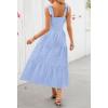 MEROKEETY Women’s 2026 Spring Boho Maxi Dress Summer Beach Vacation Casual Sleeveless Smocked A Line Sundress with Pockets(Blue)