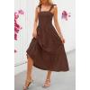 MEROKEETY Women’s 2026 Spring Boho Maxi Dress Summer Beach Vacation Casual Sleeveless Smocked A Line Sundress with Pockets(Coffee)