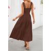 MEROKEETY Women’s 2026 Spring Boho Maxi Dress Summer Beach Vacation Casual Sleeveless Smocked A Line Sundress with Pockets(Coffee)