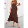 MEROKEETY Women’s 2026 Spring Boho Maxi Dress Summer Beach Vacation Casual Sleeveless Smocked A Line Sundress with Pockets(Coffee)