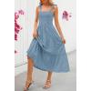 MEROKEETY Women’s 2026 Spring Boho Maxi Dress Summer Beach Vacation Casual Sleeveless Smocked A Line Sundress with Pockets(Dustyblue)