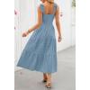 MEROKEETY Women’s 2026 Spring Boho Maxi Dress Summer Beach Vacation Casual Sleeveless Smocked A Line Sundress with Pockets(Dustyblue)