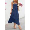 MEROKEETY Women’s 2026 Spring Boho Maxi Dress Summer Beach Vacation Casual Sleeveless Smocked A Line Sundress with Pockets(Navy)