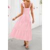MEROKEETY Women’s 2026 Spring Boho Maxi Dress Summer Beach Vacation Casual Sleeveless Smocked A Line Sundress with Pockets(Pink)