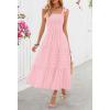 MEROKEETY Women’s 2026 Spring Boho Maxi Dress Summer Beach Vacation Casual Sleeveless Smocked A Line Sundress with Pockets(Pink)