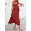 MEROKEETY Women’s 2026 Spring Boho Maxi Dress Summer Beach Vacation Casual Sleeveless Smocked A Line Sundress with Pockets(Red)