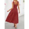 MEROKEETY Women’s 2026 Spring Boho Maxi Dress Summer Beach Vacation Casual Sleeveless Smocked A Line Sundress with Pockets(Red)