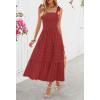 MEROKEETY Women’s 2026 Spring Boho Maxi Dress Summer Beach Vacation Casual Sleeveless Smocked A Line Sundress with Pockets(Red)