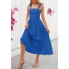 MEROKEETY Women’s 2026 Spring Boho Maxi Dress Summer Beach Vacation Casual Sleeveless Smocked A Line Sundress with Pockets(Royal Blue)