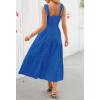 MEROKEETY Women’s 2026 Spring Boho Maxi Dress Summer Beach Vacation Casual Sleeveless Smocked A Line Sundress with Pockets(Royal Blue)