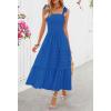 MEROKEETY Women’s 2026 Spring Boho Maxi Dress Summer Beach Vacation Casual Sleeveless Smocked A Line Sundress with Pockets(Royal Blue)