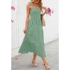 MEROKEETY Women’s 2026 Spring Boho Maxi Dress Summer Beach Vacation Casual Sleeveless Smocked A Line Sundress with Pockets(Seagrass)