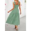 MEROKEETY Women’s 2026 Spring Boho Maxi Dress Summer Beach Vacation Casual Sleeveless Smocked A Line Sundress with Pockets(Seagrass)