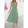 MEROKEETY Women’s 2026 Spring Boho Maxi Dress Summer Beach Vacation Casual Sleeveless Smocked A Line Sundress with Pockets(Seagrass)