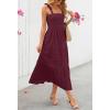 MEROKEETY Women’s 2026 Spring Boho Maxi Dress Summer Beach Vacation Casual Sleeveless Smocked A Line Sundress with Pockets(Wine)