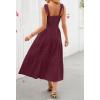 MEROKEETY Women’s 2026 Spring Boho Maxi Dress Summer Beach Vacation Casual Sleeveless Smocked A Line Sundress with Pockets(Wine)