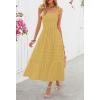MEROKEETY Women’s 2026 Spring Boho Maxi Dress Summer Beach Vacation Casual Sleeveless Smocked A Line Sundress with Pockets(Yellow)