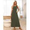 MEROKEETY Women’s 2026 Summer Maxi Dress Sleeveless Crewneck Casual Loose Beach Vacation Basic Long Sundress(Army)