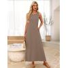 MEROKEETY Women’s 2026 Summer Maxi Dress Sleeveless Crewneck Casual Loose Beach Vacation Basic Long Sundress(Mocha)