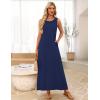 MEROKEETY Women’s 2026 Summer Maxi Dress Sleeveless Crewneck Casual Loose Beach Vacation Basic Long Sundress(Navy)