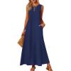 MEROKEETY Women’s 2026 Summer Maxi Dress Sleeveless Crewneck Casual Loose Beach Vacation Basic Long Sundress(Navy)