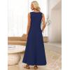 MEROKEETY Women’s 2026 Summer Maxi Dress Sleeveless Crewneck Casual Loose Beach Vacation Basic Long Sundress(Navy)