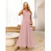MEROKEETY Women’s 2026 Summer Maxi Dress Sleeveless Crewneck Casual Loose Beach Vacation Basic Long Sundress(Pink)