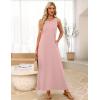 MEROKEETY Women’s 2026 Summer Maxi Dress Sleeveless Crewneck Casual Loose Beach Vacation Basic Long Sundress(Pink)