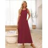 MEROKEETY Women’s 2026 Summer Maxi Dress Sleeveless Crewneck Casual Loose Beach Vacation Basic Long Sundress(Winered)