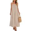 MEROKEETY Women’s Boho Maxi Dresses 2026 Spaghetti Straps Spring Summer Sundress Casual Beach Vacation Long Dresses(Khaki)