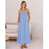 MEROKEETY Women’s Boho Maxi Dresses 2026 Spaghetti Straps Spring Summer Sundress Casual Beach Vacation Long Dresses(Lightblue)