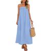MEROKEETY Women’s Boho Maxi Dresses 2026 Spaghetti Straps Spring Summer Sundress Casual Beach Vacation Long Dresses(Lightblue)