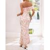 MEROKEETY Women’s Floral Maxi Dress 2026 Summer Off Shoulder Ruched Mesh Bodycon Cocktail Wedding Guest Party Dresses(Beige)