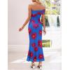 MEROKEETY Women’s Floral Maxi Dress 2026 Summer Off Shoulder Ruched Mesh Bodycon Cocktail Wedding Guest Party Dresses(Blue)