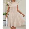 MEROKEETY Women’s Summer Ribbed Mini Sweater Dress 2026 Spring Casual Crewneck Cap Sleeve Knit A Line Short Dresses(Apricot)