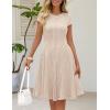 MEROKEETY Women’s Summer Ribbed Mini Sweater Dress 2026 Spring Casual Crewneck Cap Sleeve Knit A Line Short Dresses(Apricot)