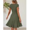 MEROKEETY Women’s Summer Ribbed Mini Sweater Dress 2026 Spring Casual Crewneck Cap Sleeve Knit A Line Short Dresses(Army Green)