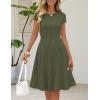 MEROKEETY Women’s Summer Ribbed Mini Sweater Dress 2026 Spring Casual Crewneck Cap Sleeve Knit A Line Short Dresses(Army Green)