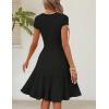 MEROKEETY Women’s Summer Ribbed Mini Sweater Dress 2026 Spring Casual Crewneck Cap Sleeve Knit A Line Short Dresses(Black)