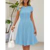 MEROKEETY Women’s Summer Ribbed Mini Sweater Dress 2026 Spring Casual Crewneck Cap Sleeve Knit A Line Short Dresses(Blue)