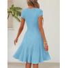 MEROKEETY Women’s Summer Ribbed Mini Sweater Dress 2026 Spring Casual Crewneck Cap Sleeve Knit A Line Short Dresses(Blue)